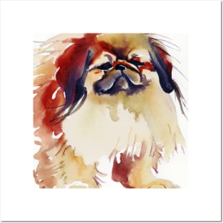 Pekingese Watercolor - Dog Lover Gifts Posters and Art